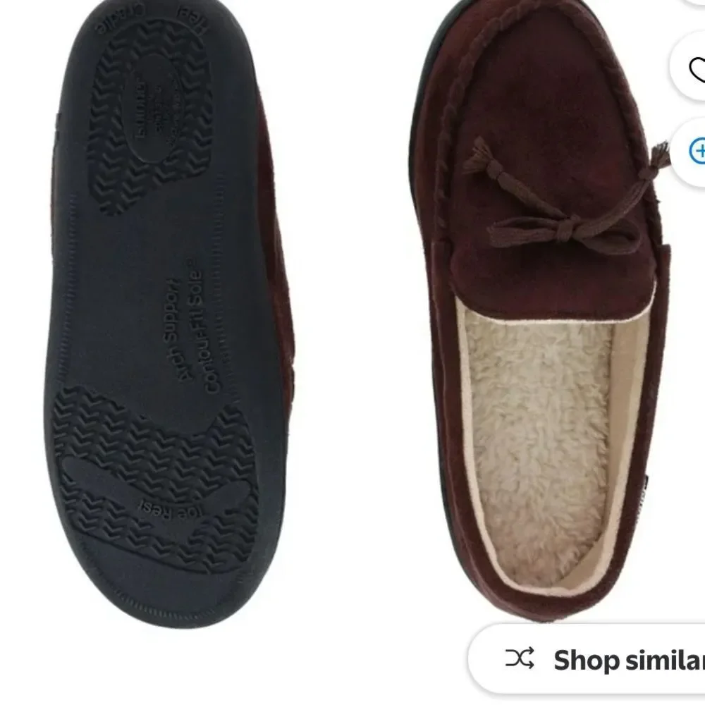 Isotoner Microsuede Moccasin Slipper with Whipstitch Dark Chocolate